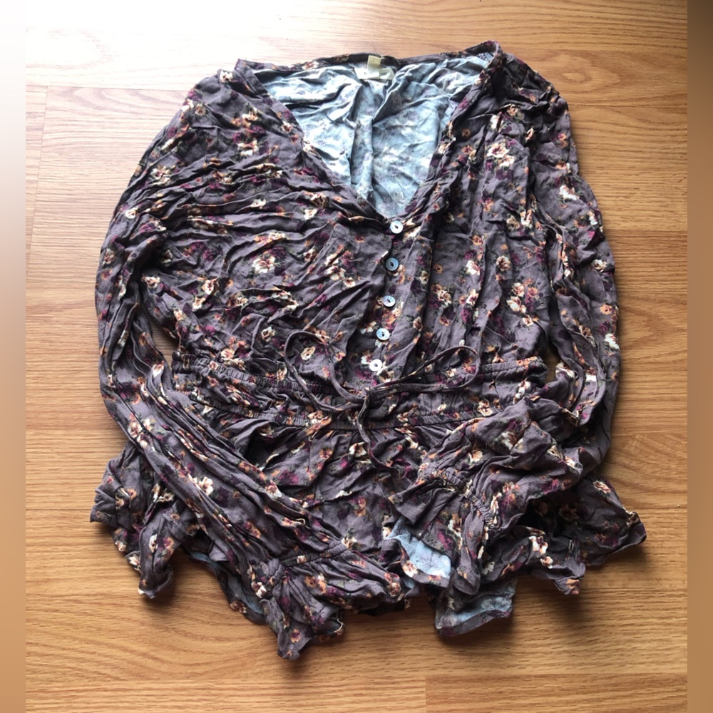 Maurices Purple Floral Button-Front Blouse